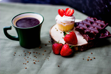 cupcake coffee chocolate sweets strawberry