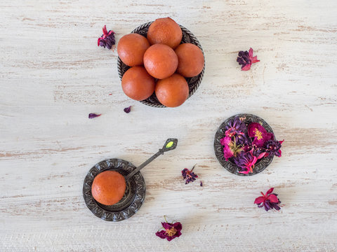 Indian Traditional Sweet Gulab Jamun, Top View