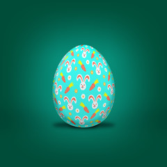 Fototapeta na wymiar Easter hare on Easter eggs with different background colors