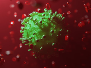 Coronavirus 2019-nCov covod-19 sars cov 2 concept influenza as dangerous flu pandemic. Microscope virus close up. 3d rendering.