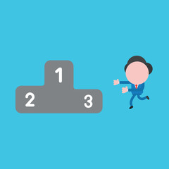Vector illustration of businessman character running to winning podium.