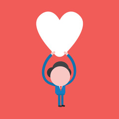 Vector illustration of businessman character holding up heart.