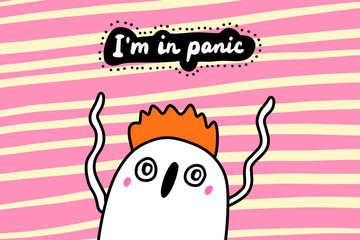 I'm in panic hand drawn vector illustration in cartoon comic style man frustrated
