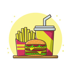 French Fries Burger and Cola Drink Icon