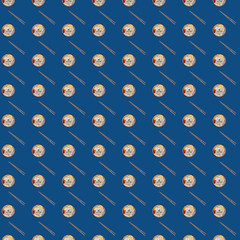 Seamless pattern with a plate of asian noodle and chinese chopsticks