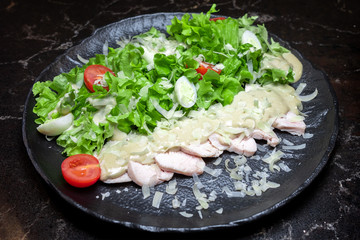 salad with chicken and sauce