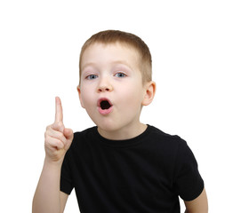 boy in black t-shirt showing thumbs up
