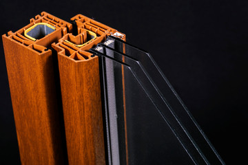 Plastic window profile with triple glazing