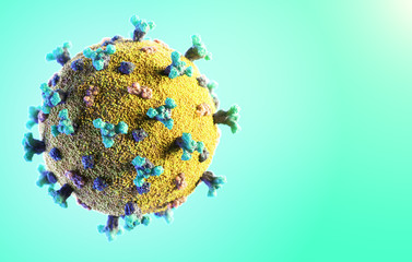 Coronavirus SARS-CoV-2 novel coronavirus concept resposible for asian flu outbreak and coronaviruses influenza as dangerous flu strain cases as a pandemic. Microscope virus close up.