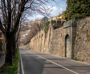 Fototapeta na wymiar Bergamo cityscape. View to Historical Buildings. Italy.