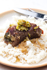 filled beef roll with rice