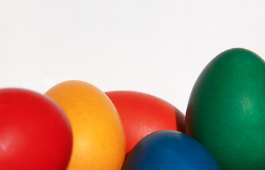 Colorful Easter eggs texture white background