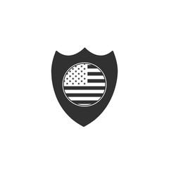 American flag in circle national shield emblem. Stock Vector illustration isolated on white background.