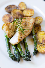 cod with green aparagus and roasted potatoes