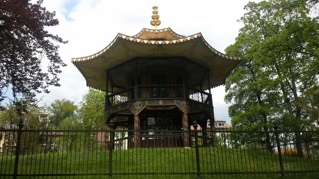 chinese tower at bavarian village