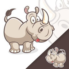 Obraz na płótnie Canvas Cute Rhino mascot Animal Cartoon