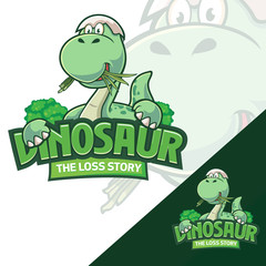 DINOSAUR Green Mascot Animal Cartoon
