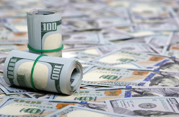 dollars in roll on money background