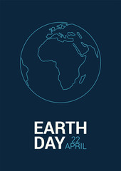 Happy Earth Day vector card. Template with the globe for Earth Day. Vector illustration for banners, posters. Save the Planet concept, April 22. Vector background