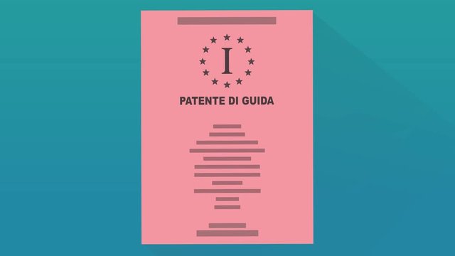 Presentare la patente di guida italiana rosa (design piatto)