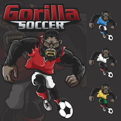 Gorilla Soccer Scream Beast Mascot Sport