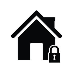 lockdown icon home icon with lock symbol quarantine stay home sign