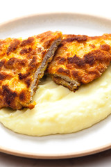 pork schnitzel with mashed potatoes