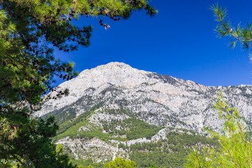 Landscape with Majestic Tahtali Dagi mountains on Lician way tourist path in Turkey