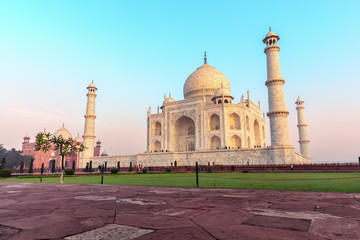 Fototapeta na wymiar Taj Mahal side view, India most famous landmark, Agra