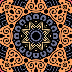 Ethnic Mandala Ornament. Arabic, Pakistan, Moroccan, Turkish, Indian, Spain motifs.