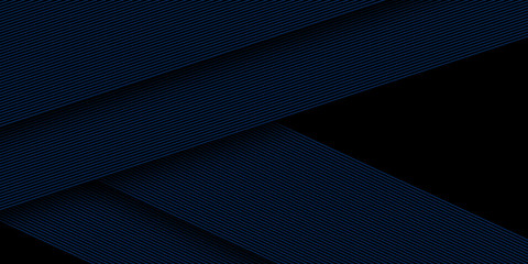 Abstract striped blue lines pattern overlay on black background and texture. Geometric creative and Inspiration design
