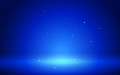 large scale Spotlights with smoke and scene. Blue background vector for your design.