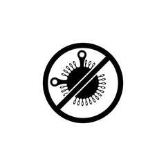 Black stop icon  virus, Bacteria, Germs and Microbe  isolated on white background. Vector Icon Illustration