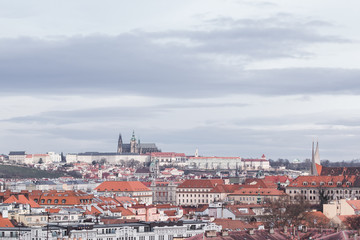 Fototapeta premium View of the roofs of the city. Prague