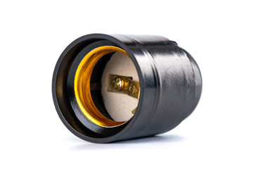 A black lampholder isolated on a white background
