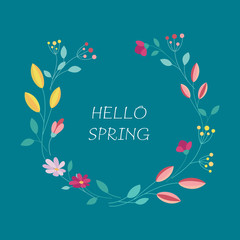Hello Spring card with a floral bright frame