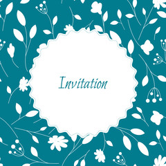 Fototapeta na wymiar Invitation card with a floral white pattern