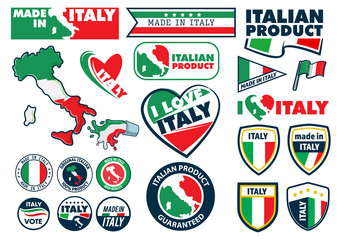 set of badges with flag of italy vector illustration - 332461000