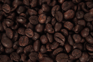 Roasted coffee beans background texture of coffee beans