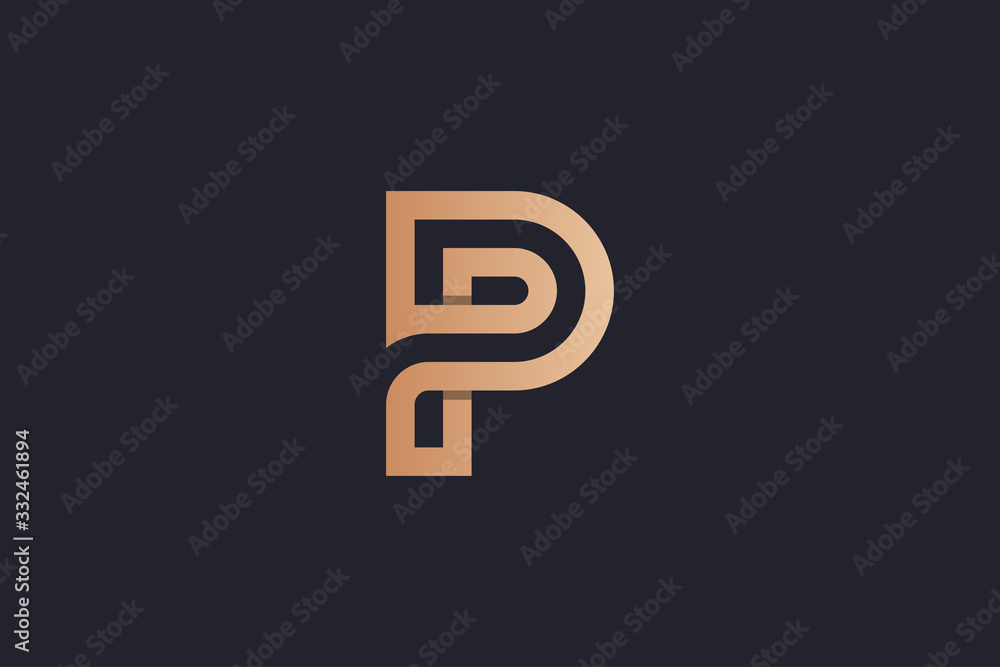 Aufkleber double line abstract initial letter p logo. flat vector logo design template element