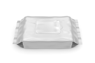 Blank Wet Wipes Soft Tissue Package For Branding, 3d render illustration.