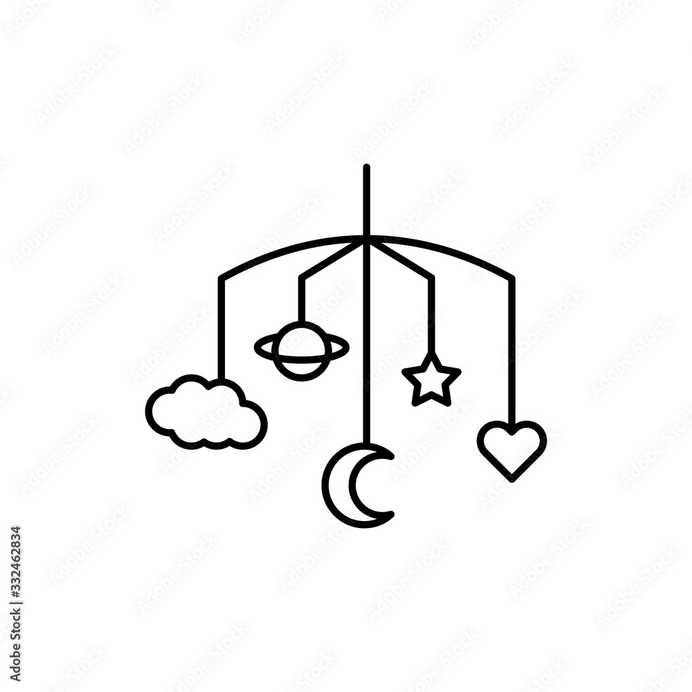 Poster crib mobile, baby icon. simple line, outline vector elements of child for ui and ux, website or mobi