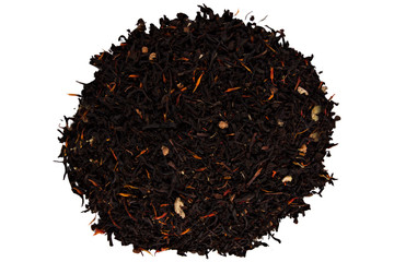 Dry black tea isolated on a white background.Top view