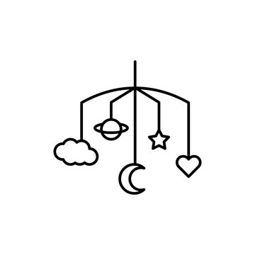 recommend clip art: Crib mobile, baby icon. Simple line, outline vector elements of child for ui and ux, website or mobile application