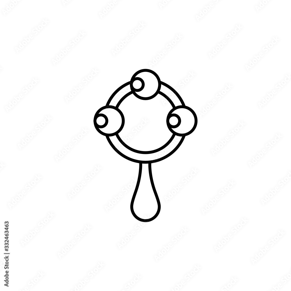 Poster ringing rattle, baby toy icon. simple line, outline vector elements of child for ui and ux, website 