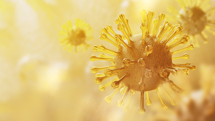Super closeup Coronavirus COVID-19 in human lung body background. Science microbiology concept....