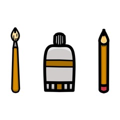 icon tools painting tools consisting of brushes, pencils and watercolors