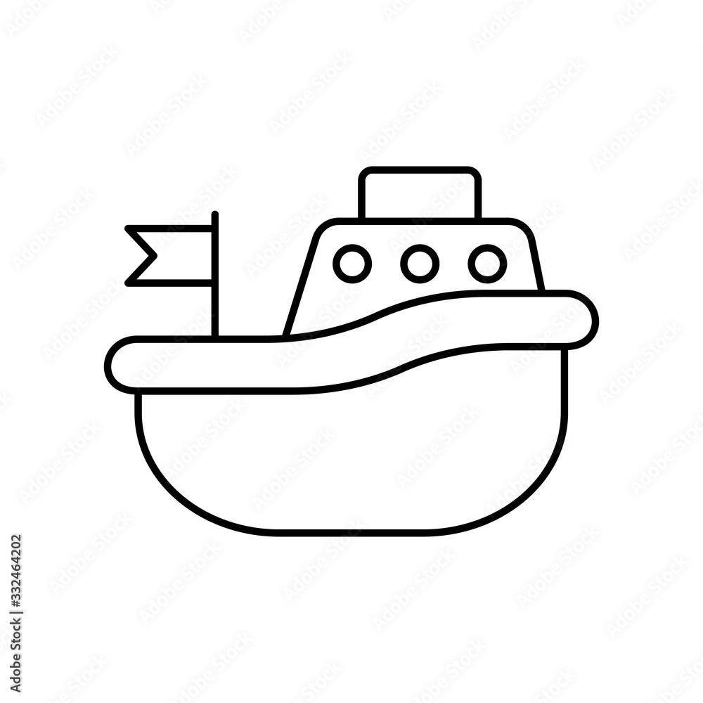 Poster boat, toy icon. simple line, outline vector elements of child for ui and ux, website or mobile appli