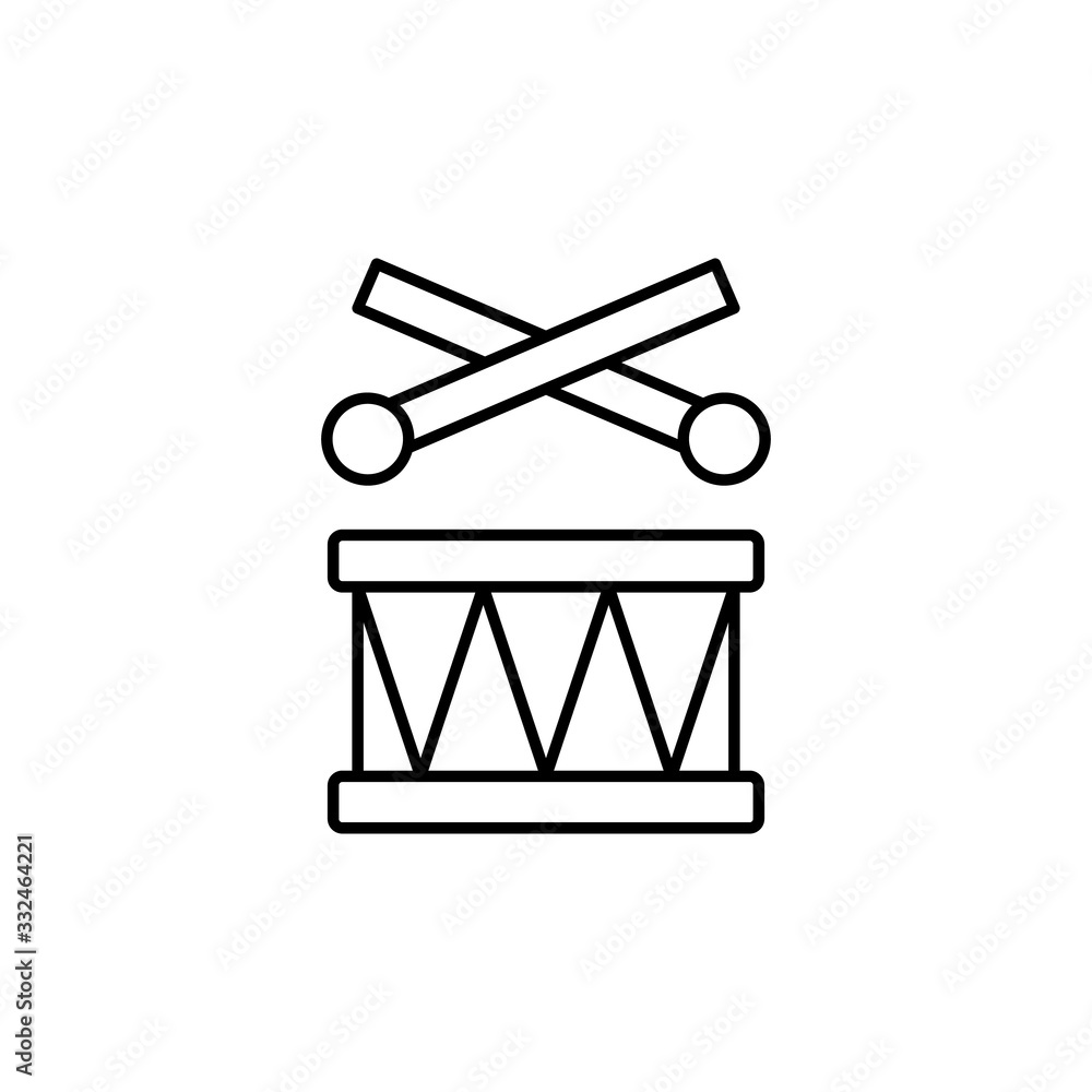 Poster drum, toy icon. simple line, outline vector elements of child for ui and ux, website or mobile appli