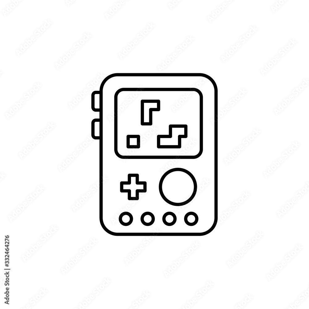 Poster game console, toy icon. simple line, outline vector elements of child for ui and ux, website or mobi